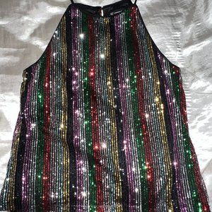 INC International Concepts Sequin Rainbow Tank Top